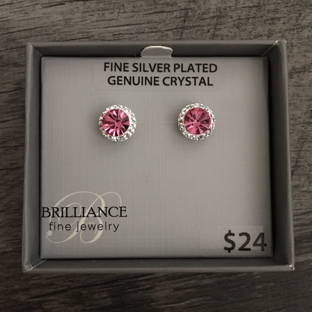 Fine Silver Plated Genuine Crystal - Earrings
